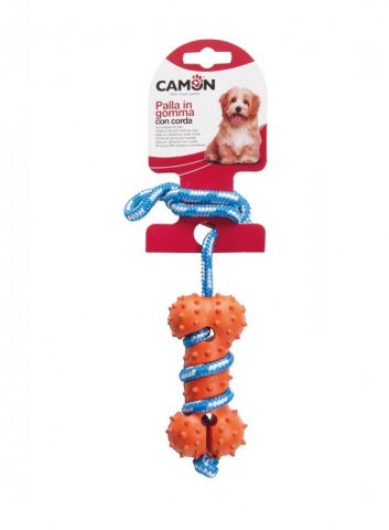 Juguete perro - hueso de goma con cuerda - 6pcs