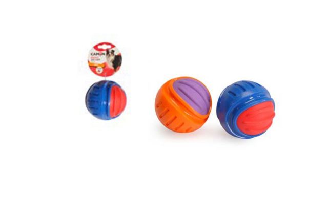 JUG. PERRO.PELOTA TPR BICOLOR. 7,6cm. 4 PZ