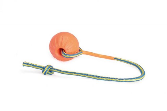 Pelota EVA 9cm con cuerda-naranja