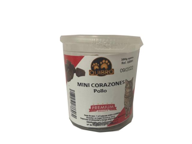 MINI CORAZONES POLLO GATO 100G   (12 botes x caja)